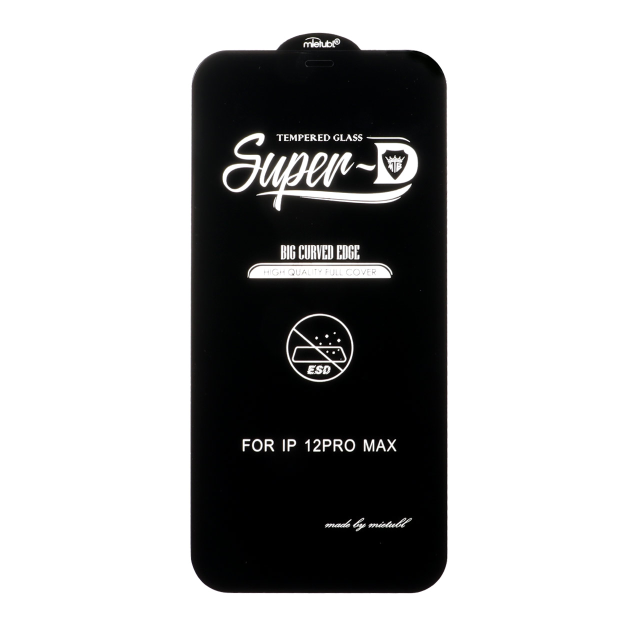 محافظ صفحه نمایش شیشه ای Apple iPhone 12 Pro Max - Full Cover Super D Mietubl - مشکی (بدون پک) - NTC ORG